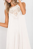 Sexy Solid Lace Halter Sleeveless Dress Dresses