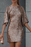 Casual Solid Sequins Backless O Neck A Line Dresses