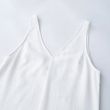 YESMYTOOL  -  2024 Summer Women Solid White V Neck Sleeveless Fashion Dress Split Tank Dress