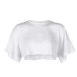 YESMYTOOL  - Casual Loose Cotton White Tshirt Women Solid Crop Top Short Sleeve Streetwear Summer T-shirts 2024 Tee Shirts Clothes