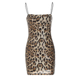 YESMYTOOL   - Sexy leopard print minidress street style club women's halter beaded dress slim-fit wrap hip skirt