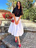 YESMYTOOL  - High Waisted White Loose Midi Skirt A-line Office Casual Summer Women's Skirt Elegant New Summer Spring Bottoms 2024