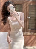 YESMYTOOL  -  Summer Classic Solid Color Elegant Dress Women's New Slim-fit Slimming Sleeveless Sexy Hip Long Dress