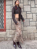 YESMYTOOL  -   Leopard Print Maxi Skirt Women's Summer Slim Fashion Patchwork High Waist Streetwear Party Maxi Dress Elegant Maxi Skirt