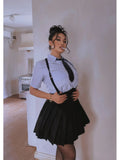 YESMYTOOL  -  Preppy Style Pleated Skirt Sets Women Streetwear Vintage Korean Fashion Two Piece Suits Y2k School Uniform Summer