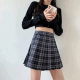 YESMYTOOL  - Plaid Pleated Women Mini Skirts Summer Harajuku Female Empire Casual Japanese Kawaii Cute Skirts Uniform Sailor Skirt Student