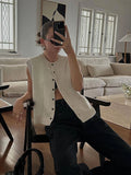 YESMYTOOL  -  Solid Sleeveless Knitted Cardigan Waistcoat Women Loose O-neck Single Breasted Female Vest 2024 Spring Summer Fashion Lady Tops