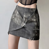 YESMYTOOL  -  Pu Leather Zipper Mini Skirt for Women Spicy Girl 2024 Summer New Fashion Sexy Low Waist Slim Fit Hip Wrapped Skirts Streetwear