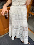 YESMYTOOL  - Korean Fashion White Skirts For Women 2024 New High Waist A-line Hollow Out Long Faldas Bottom Summer Vacation Casual Maxi Skirt