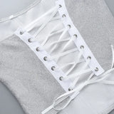 YESMYTOOL  -  Shiny Lace-up Women Corset Strapless Tank Top Y2K Party Clubwear 2024 Spring Sexy Sleeveless Skinny Bandage Backless Outfits