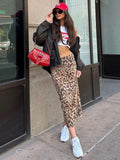 YESMYTOOL  -   Leopard Print Maxi Skirt Women's Summer Slim Fashion Patchwork High Waist Streetwear Party Maxi Dress Elegant Maxi Skirt