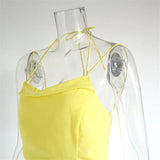 YESMYTOOL  -  Yellow A line Dress Sexy Slip Dress with Ruffle Club Party Dresses Mini Summer Woman Evening Party Dresses Spaghetti MSE10