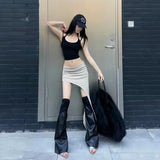 YESMYTOOL  -  2024 Summer New Women's Spicy Girl Tight Fitting Slimming Irregular Edge Wrapped Buttocks Pleated Solid Color Skirt