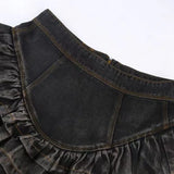 YESMYTOOL  -  Vintage Denim Skirt Ruffle Harajuku Sexy Gothic Y2k Punk Mini Skirts Slim Up Retro Fashion Streetwear Casual Jean Skirt