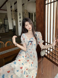 YESMYTOOL  -  Summer Korean New Slim Women's Dress Fashion Sweet Elegant Ladies Dress Woman Slim Waist Chicly Puff Sleeve Dress Female