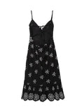 YESMYTOOL  -  Embroidery Boho Beach Summer Dress Women Black Cotton Vintage Sundress Smocked Tie Up Holiday Party Long Maxi Vestidos