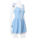 YESMYTOOL  -  2024 Summer New Arrivals: Sexy Vintage Plaid Lace Hem Splice Cami Dress for Women