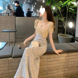 YESMYTOOL  -  Summer 2024 New Women's Dresses Vintage Elegant Holiday Clothing Long Dress Female Korean Fashion Advanced Sense Party Dresses.