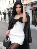 YESMYTOOL  -  Black White Bowknot Strapless Dresses Elegant Fashion Sleeveless High Waisted Slim Fit Gowns 2024 New Street Party Vestidos