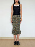 YESMYTOOL  -  Women Trumpet Mermaid Camouflage Slite Midi Skirt