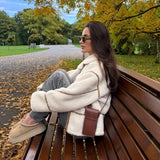 YESMYTOOL  -  Fashion Winter Warm Lambwool Jacket Women Long Sleeve Zipper Jackets Coat Female Autumn Casual Lapel Coat