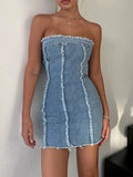 YESMYTOOL  -  Denim Bodycon Dress Summer Femme Slim High Wasit Dresses Ladies Fashion Sleeveless Casual Sexy Street Y2k Dress For Women