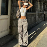 YESMYTOOL  -  New Leopard Print Retro Straight Long Pants For Women Loose Slightly Flared Trousers Female Streetwear Club Party Pants