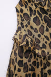 YESMYTOOL  -  Vintage Women Leopard Print Dress 2024 Summer Fashion Casual Commute One-piece Dress Sleeveless V-neck Ruffle Dress