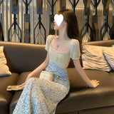 YESMYTOOL  -  Summer 2024 New Women's Dresses Vintage Elegant Holiday Clothing Long Dress Female Korean Fashion Advanced Sense Party Dresses.