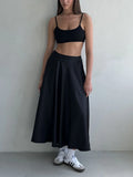 YESMYTOOL  -   Elegant Satin Loose Women Skirt High Waist Maxi Skirts Streetwear Classic Long Skirt Fashion Female Black Skirt