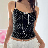 YESMYTOOL  - Vintage y2k Aesthetic Bow Summer Camisole Tops Polka Dot Slim Korean Fashion Crop Top Women Appliques Cutecore Tanks