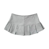 YESMYTOOL  -   Women Terry Fabric Y2K Mini Skirt Wide Pleat Low Waist Grey A-line Sexy Pleated Skirt Vintage Preppy Skort Casual Summer