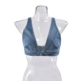 YESMYTOOL  -   Sexy Denim Crop Top For Women Deep V-neck Button-Down Backless Vintage Solid Hot Gril Y2K Beach Holiday Summer New Tanks