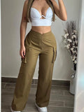 YESMYTOOL  -  New Women Spring Summer Holiday Fashion Cargo Pants Loungewear Elastic Waist All Match Ladies Trousers Streetwear Dropshipping