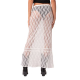 YESMYTOOL -  Fall Outfits 2024 Sexy See-Through Lace Sheer Maxi Skirt Women Low Waist Transparent Long Skirt Music Club Party Fairy Coquette Cover-up Skirt