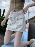 YESMYTOOL  -  Women Streetwear White Fashion Elegant Workwear Denim Mini Skirt Summer High Waist Hip Wrapped A-line Short Jean Skirt Versatile