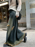 YESMYTOOL  -  Women A-Line Skirts Mopping Denim Chic Autumn Stylish Office Lady High Street Vintage Mopping Jeanswear Slim