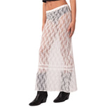 YESMYTOOL -  Fall Outfits 2024 Sexy See-Through Lace Sheer Maxi Skirt Women Low Waist Transparent Long Skirt Music Club Party Fairy Coquette Cover-up Skirt