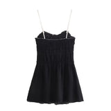 YESMYTOOL  -  Bow Ruffles Pleated Mini Dresses Women Sweet Backless Spaghetti Strap Dress 2024 Summer New Female Fashion Robes Outwear