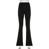 YESMYTOOL  -  Casual Embroidery Slim Autumn Sweatpants Y2K Gothic Aesthetic Basic Flared Trousers Women Korean Full Length Capris