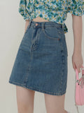 YESMYTOOL  -  Summer Thin Denim Skirt For Women 2024 New High Waist Pocket Patchwork Vintage Versatile A-line Slim Hottie Mini Skirts XX293