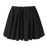 YESMYTOOL  -  Lacing Up Bow Zipper Waist Asymmetrical A-lined Ruched Mini Skirt Skater Skirts sexy women black mini skirt