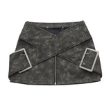 YESMYTOOL  -  Women Pu Wrap Belt  Assassin Micro Mini Skirt