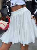 YESMYTOOL  -  Elegant Irregular White Mini Skirt Women Sexy High Elastic Waist Patchwork A-line Female Skirts 2024 Summer Fashion Lady Skirt