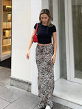 YESMYTOOL  -  Vintage Leopard Long Skirt For Women Hip Package High Waist Slim Female Skirts 2024 Fashion Summer Loose Club Party Lady Robes