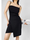 YESMYTOOL  -  2024 Summer New Sexy Spicy Girl Low Cut Split Slim Fit Wrap Hip Tight Strap Dress Short Skirt