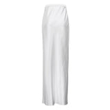 YESMYTOOL  -   White Satin Skirts for Women, Elegant Mid Waist Slit Maxi Skirts, Sexy Slik Long Skirt, Female Clothing, Fashion, 2024