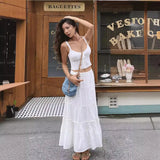 YESMYTOOL  -  2024 Summer New French Style Set Women's Sexy White Suspender Top Half Skirt Two Piece Set