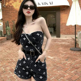 YESMYTOOL  -   Spicy Girl Fried Street 2024 Summer New Bra Top Denim Jumpsuit Shorts Women's Casual Fashion Jumpsuit Female Clothing