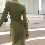 YESMYTOOL  -  Autumn Fashion Trendy Women's New Round Neck Long Sleeve Hip hugging Slimming Dress